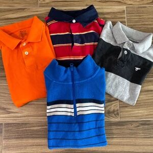 Lot Of 4 Boys L/S  polo shirts and 1/4 zip sweater uniforms school clothes S M L